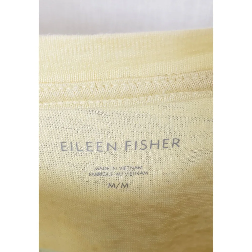Eileen Fisher Yellow 100% Organic Linen Short Sleeve M Tee Shirt Casual Spring - Picture 3 of 7